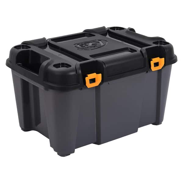 2x 100L ECO Heavy Duty Strength Storage Lock Box Black Container Plastic  Bin Tub