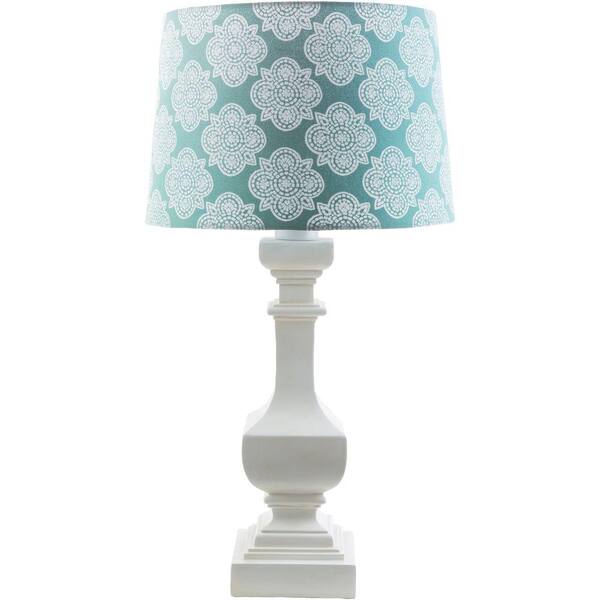 Artistic Weavers Aurel 29 in. White Indoor/Outdoor Table Lamp with Aqua Print Shade