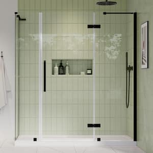 Tampa 72 in. L x 32 in. W x 75 in. H Corner Shower Kit with Pivot Frameless Shower Door in ORB and Shower Pan