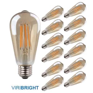 40-Watt Equivalent ST19 Decorative Bulb Amber Glass Filament Vintage Style Led Light Bulb Warm White (12-Pack)