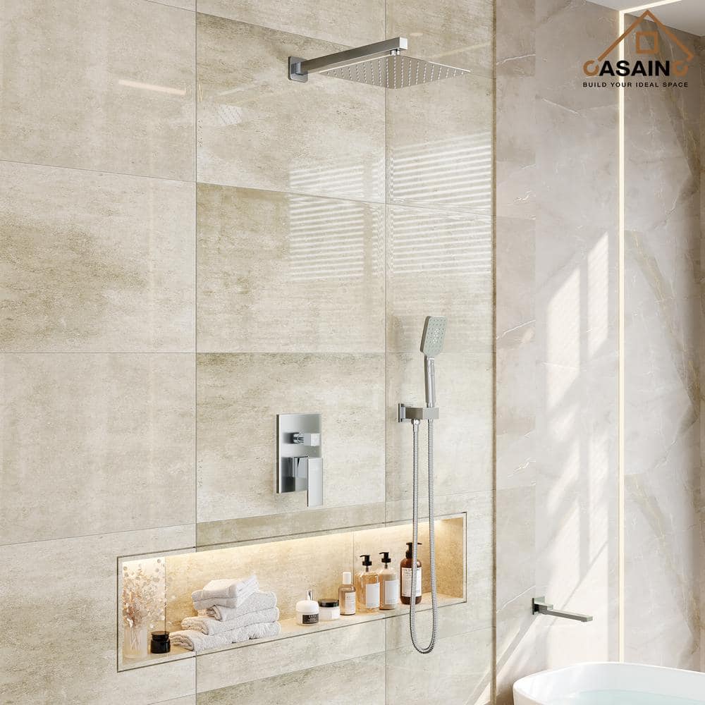 Chrome Large Square Multi-Head Wall Mounted Shower System