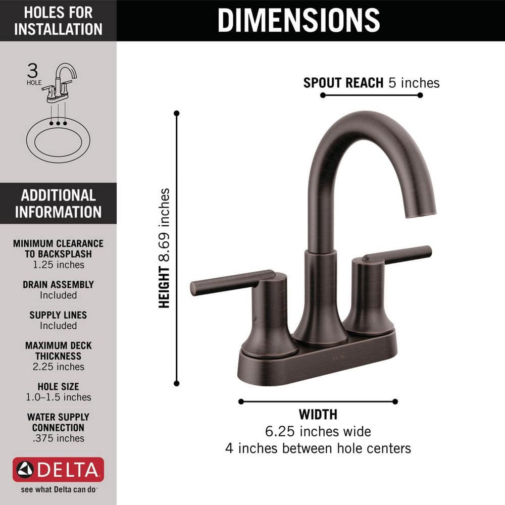 Modern Venetian Bronze Centerset Bathroom Faucet with Drain Assembly