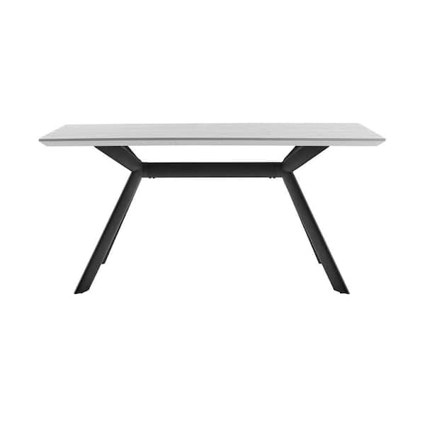 Benjara 63 in. Gray and Black Wood Pedestal Dining Table (Seat of 6)