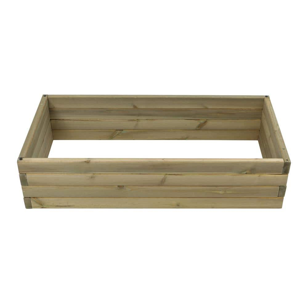 LuxenHome 3.3 ft. x 1.6 ft. Natural Wood Fir Raised Garden Bed WHPL1208 ...