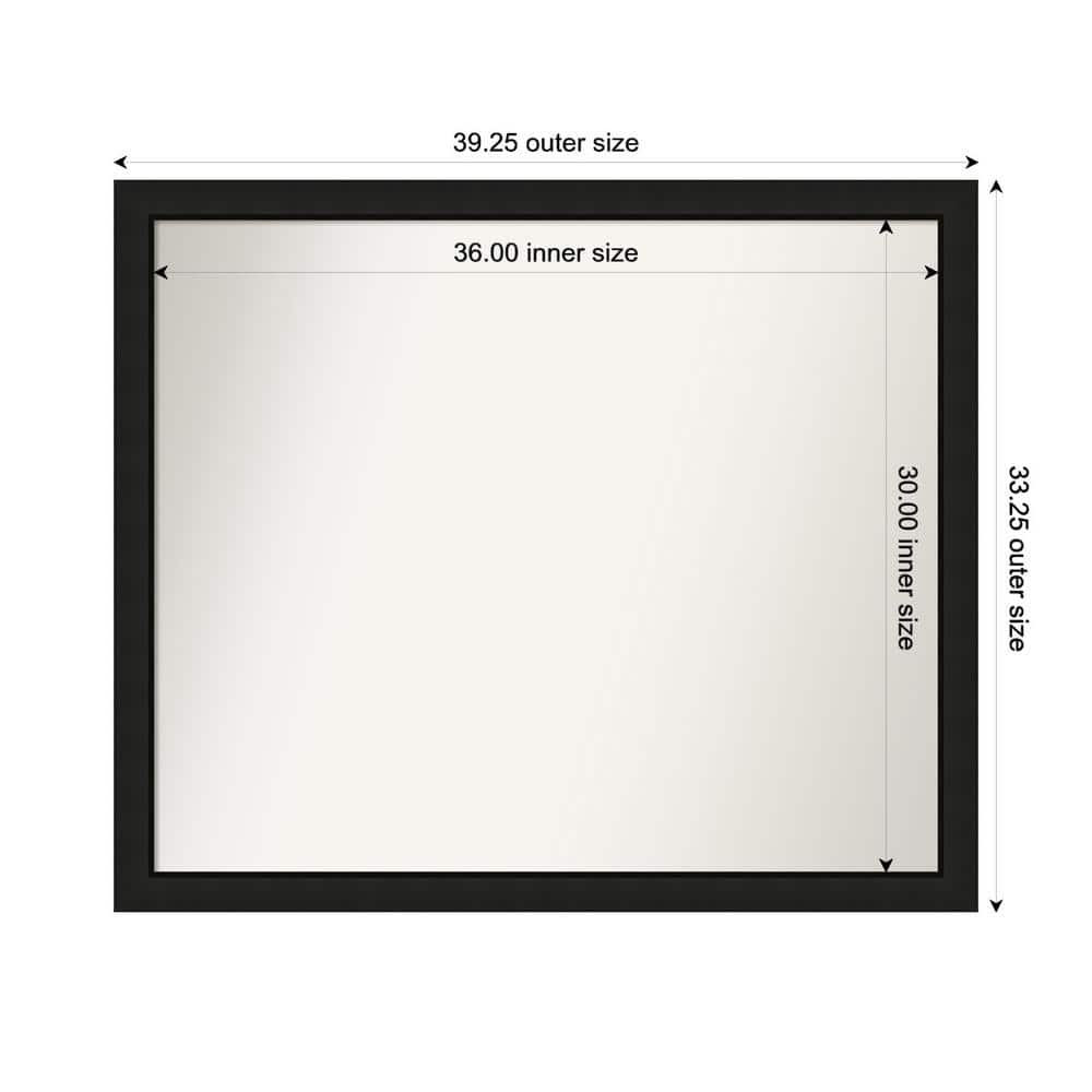 Midnight Black Narrow 39.25 in. x 33.25 in. Custom Non-Beveled Wood FramedBathroom Vanity Wall Mirror price history on PriceWatchPro