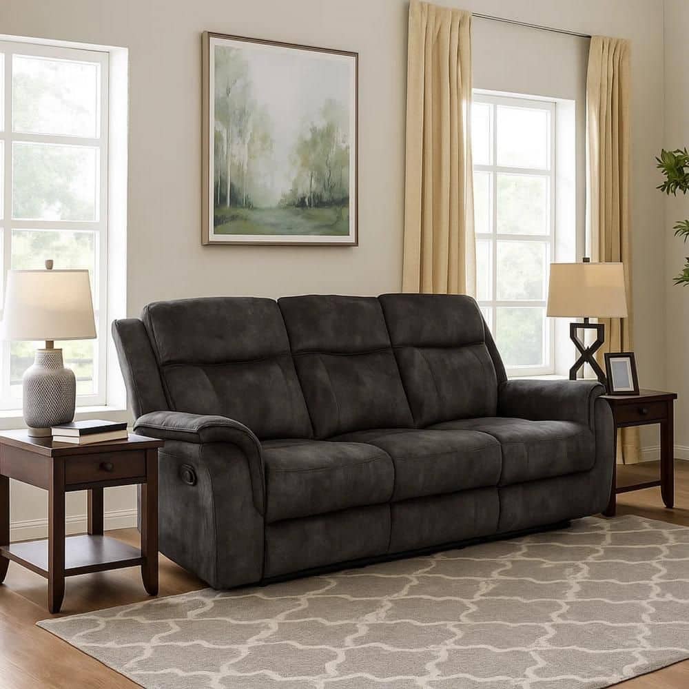 82 in. Slope Arm Fabric Rectangle Dual Manual Recliners Sofa in Gray (1-Piece) price history on PriceWatchPro
