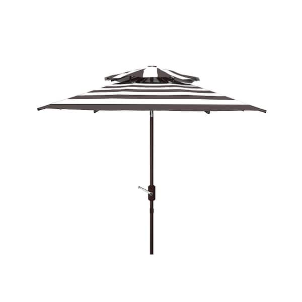 SAFAVIEH Iris 9 ft. Aluminum Market Tilt Patio Umbrella in Gray/White