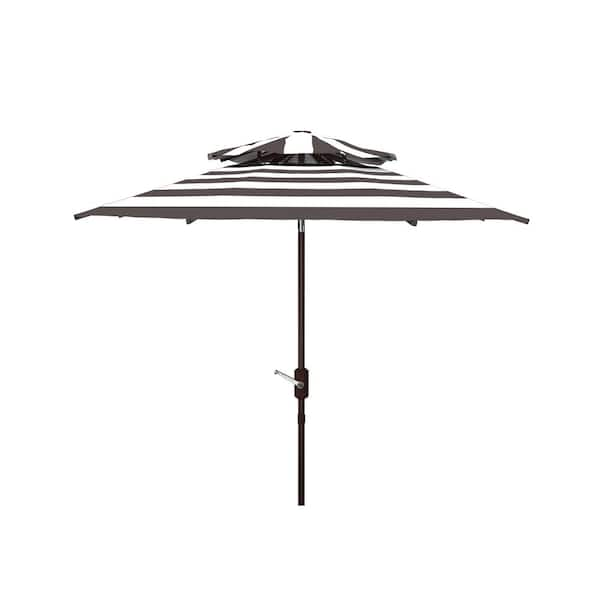 SAFAVIEH Iris 9 ft. Aluminum Market Tilt Patio Umbrella in Gray/White