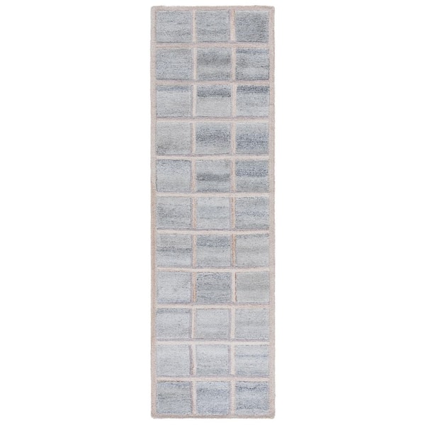 Renewal 2 ft. x 8 ft. Beige/Gray Geometric Tile Runner Rug