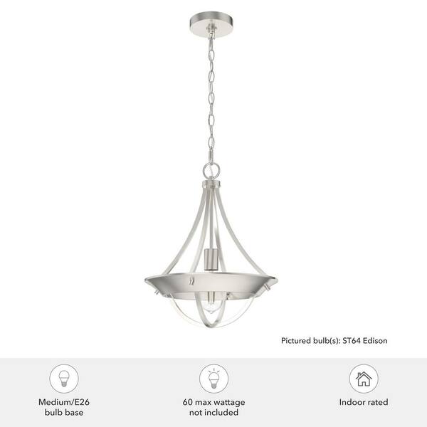 Hunter Devon Park 3-Light Brushed Nickel Transitional Clear Glass Urn LED Medium Hanging Pendant Light