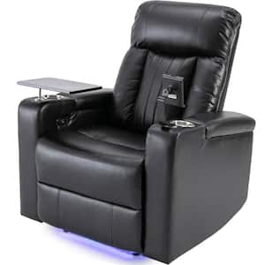 Black Faux Leather Standard (No Motion) Recliner with Swivel