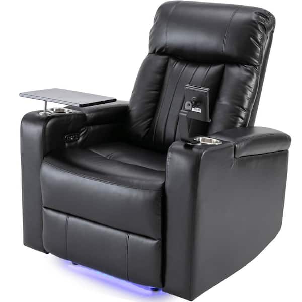 Merax Black Faux Leather Standard (No Motion) Recliner with Swivel