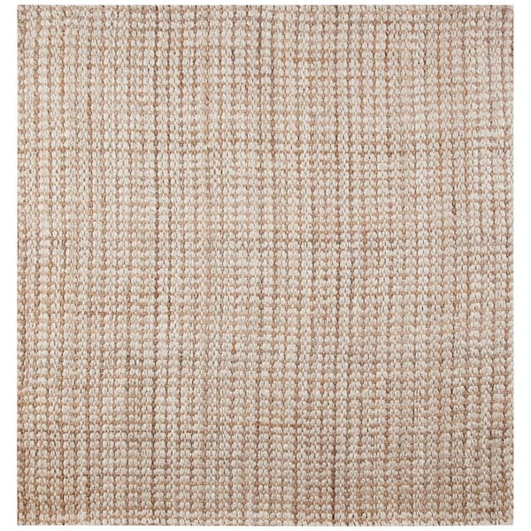 SAFAVIEH Natural Fiber Ivory/Light Brown Doormat 3 ft. x 3 ft. Woven Crosstitch Square Area Rug