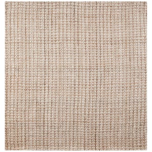 Natural Fiber Ivory/Light Brown 5 ft. x 5 ft. Woven Crosstitch Square Area Rug