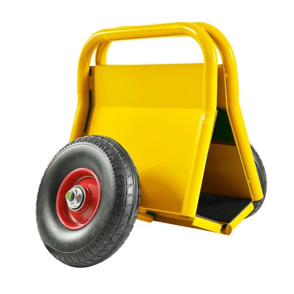 Yellow 1000 lb. Capacity Heavy Duty Steel Panel Hand Truck with Solid Rubber Tires for Drywall Sheet, Door Material