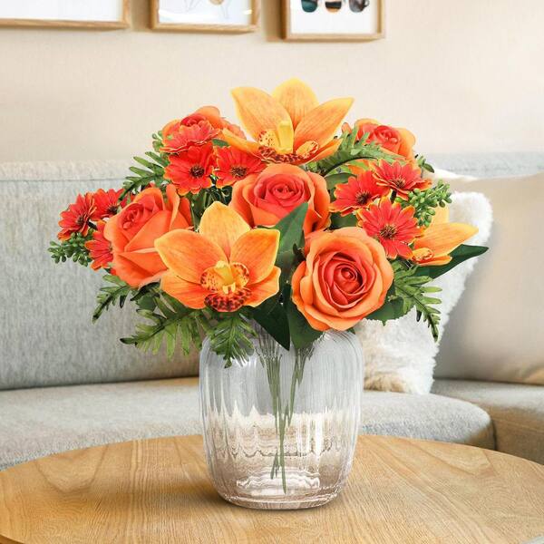 極美品✨TOCCA SPRING BOUQUET 2 オレンジ系 LIVING LUXURY 16 in. Orange Artificial Mixed Rose Cymbidium Orchid