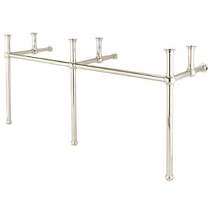 Embassy 72 in. Double Sink Carrara White Marble Countertop Washstand in Polished Nickel PVD with P-Trap