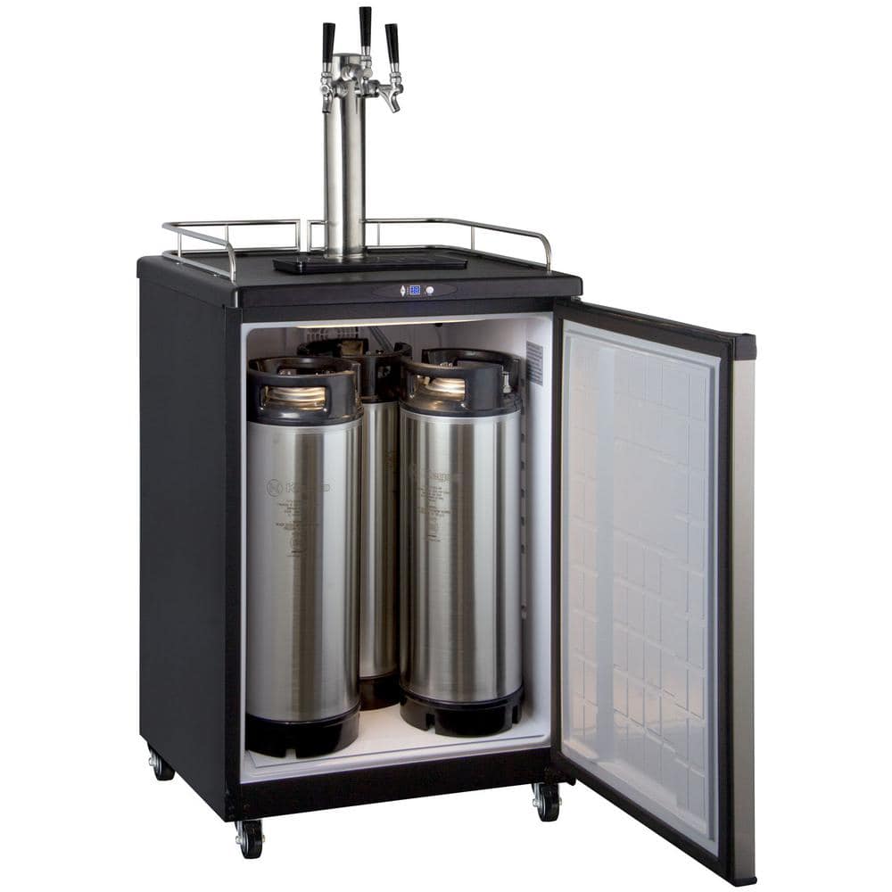 24" Stainless Steel Triple Tap Freestanding Kegerator with Adjustable Temperature