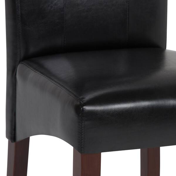 Simpli Home Cosmopolitan Transitional, Black Leather Parsons Chair Set 2