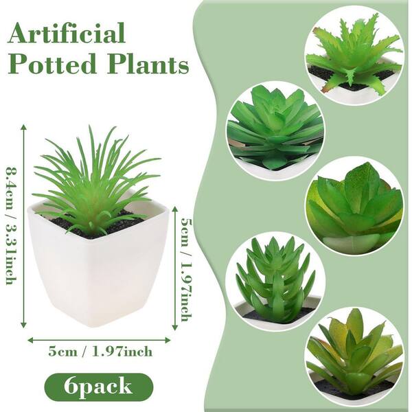 2.48 in. 6-Pcs Green Color Family Indoor Artificial Plant Succulent Aloe  Lotus Potted Decoration Home Bathroom Bedroom 59C1124D1949 - The Home Depot