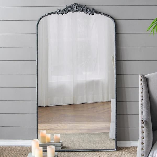 Blisstyle Black 36 in W x 66.2 in. H Mid Century Arch MDF Framed Mirror Wall Mirror Wall Decor Mirror