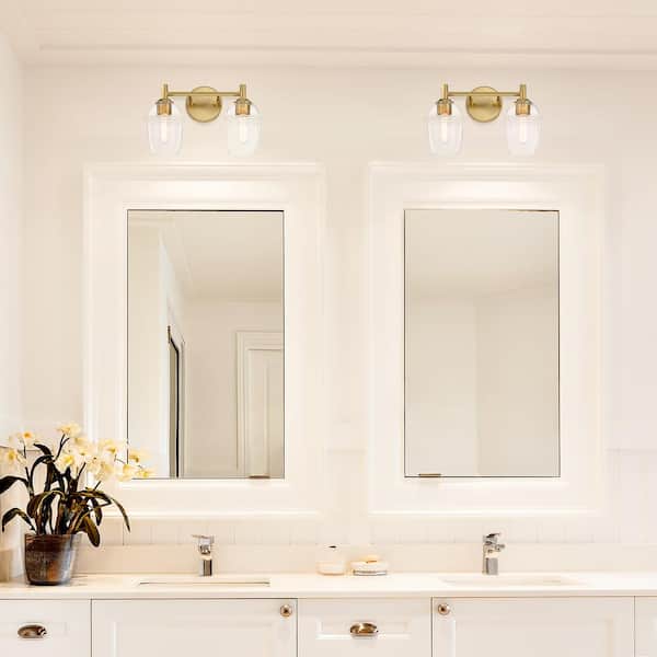 Designers Fountain - Summer Jazz 16 in. 2-Light Brushed Gold Classic Vanity Light with Clear Glass Shades