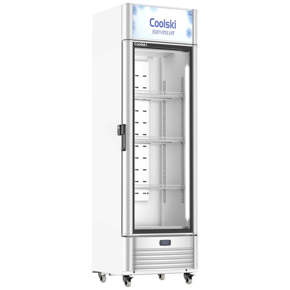 22.8 in. 12.5 cu. ft. Commercial Upright Merchandiser Refrigerator Glass Door Beverage Cooler in Silver/White