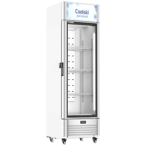 22.8 in. 12.5 cu. ft. Commercial Upright Merchandiser Refrigerator Glass Door Beverage Cooler in Silver/White