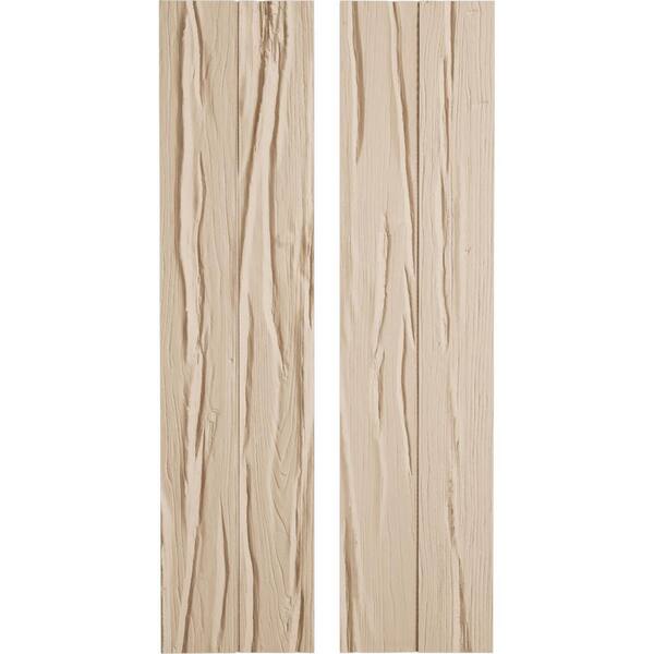 Ekena Millwork 11 in. x 66 in. Timberthane Polyurethane 2-Board Joined Board-n-Batten Riverwood Faux Wood Shutters, No Batten Pair