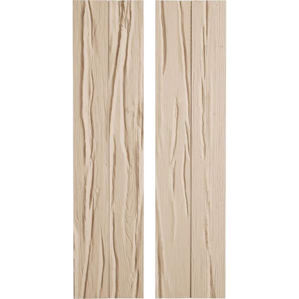 Ekena Millwork 11 in. x 70 in. Timberthane Polyurethane 2-Board Joined Board-n-Batten Riverwood Faux Wood Shutters, No Batten Pair