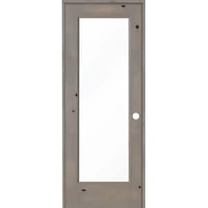 28 in. x 80 in. Rustic Knotty Alder Left-Hand Full-Lite Clear Glass Grey Stain Solid Wood Single Prehung Interior Door