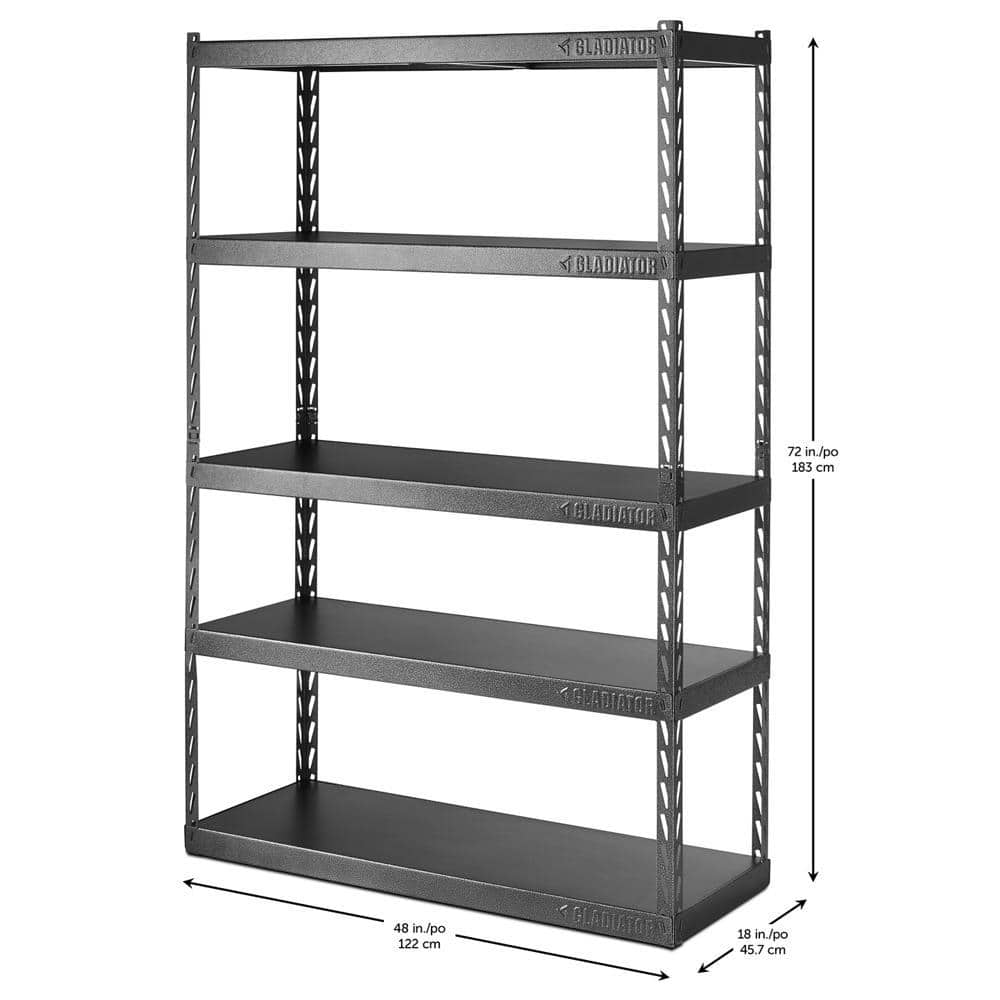 Gladiator 48" Wide Hammered Granite Laminate 5-Shelf Rack