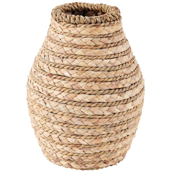 Litton Lane 10 in. Light Brown Handmade Braided Seagrass Decorative Vase