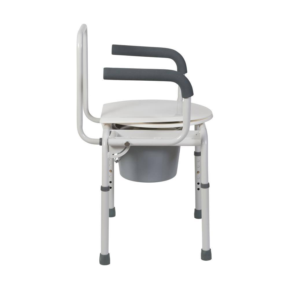 Easy-Transfer Steel Frame Portable Commode with Adjustable Seat Height