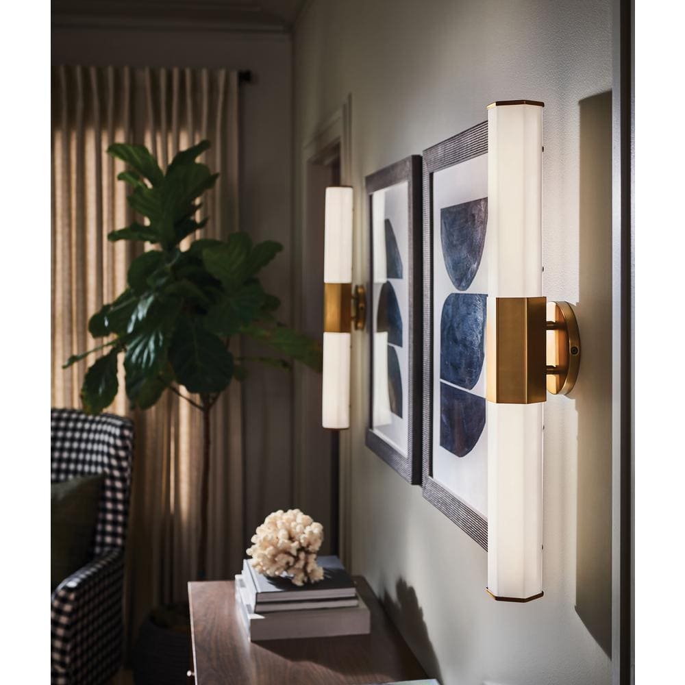 Facet 32-Watt Integrated LED 2-Light 26 in. Bath Vanity Light with Invisimount in Heritage Brass price history on PriceWatchPro