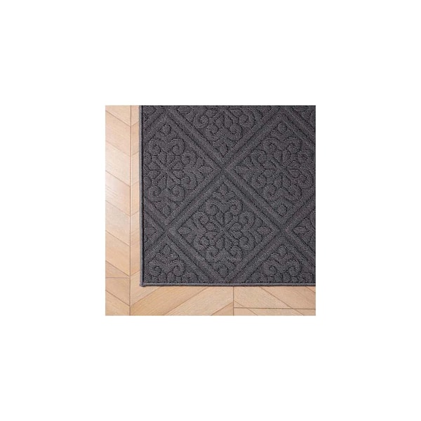 Austell Solid Dark Gray 2 ft. x 4 ft. Geometric Area Rug