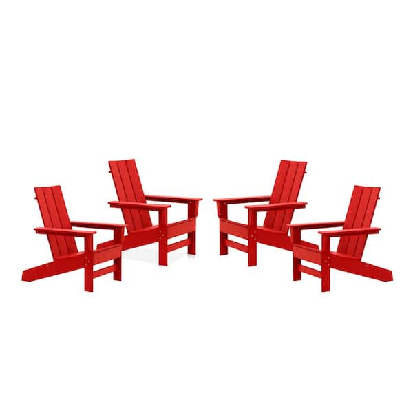 DUROGREEN Aria Bright Red Recycled Plastic Modern Adirondack Chair (4-Pack)