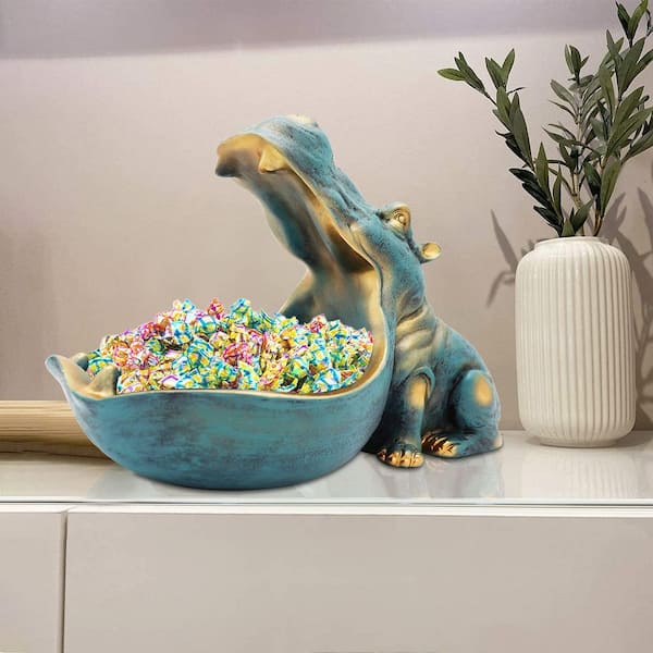 ベンハー（シルバー）置物 Angel Sar 11.8 in. x 6.5 in. x 8.7 in. Dark Blue Hippo Statue