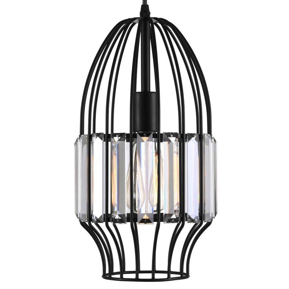 Black Steel Crystal Mini LED Pendant Light
