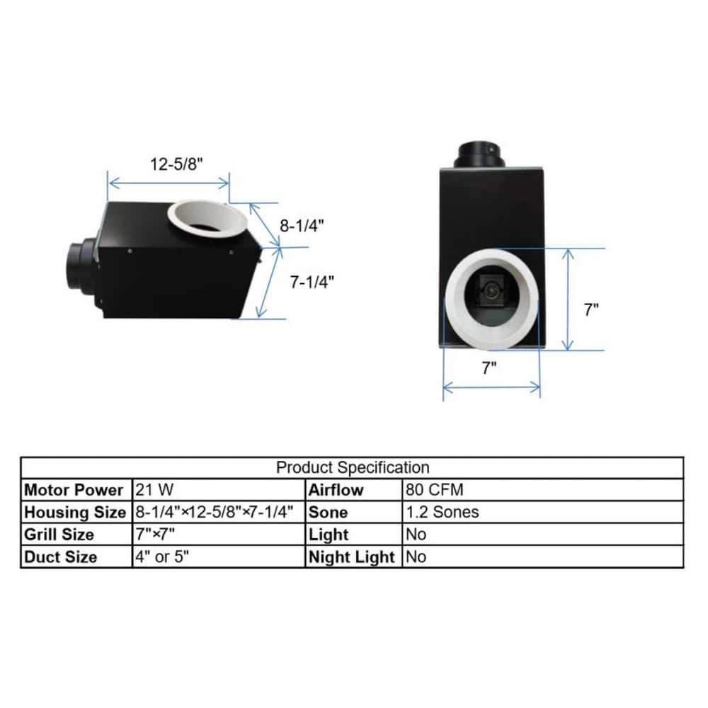 Super Quiet 80 CFM Recessed Bathroom Fan with Light