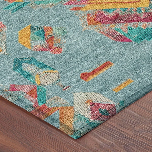 Chantille Machine Washable Indoor/Outdoor Abstract ACN2661 Teal 5 ft. x 7 ft. 6 in. Area Rug