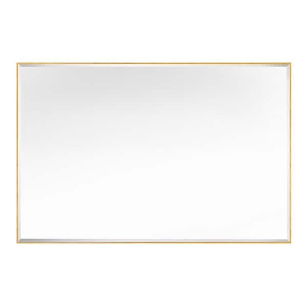 GETLEDEL 40 in. W x 27 in. H Rectangular Framed Beveled Edge Wall Mounted Bathroom Vanity Mirror in Gold