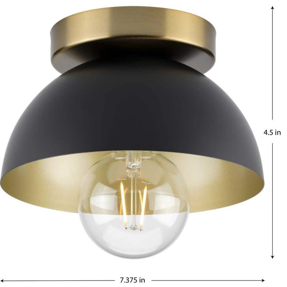 Eva Matte Black and Gold Mid-Century Modern Flush Mount Light