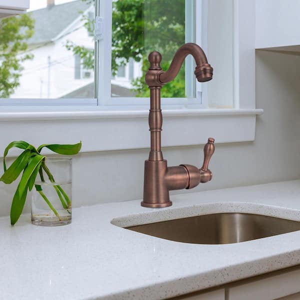 Single-Handle Deck Mounted Bar Faucet in Antique Bronze