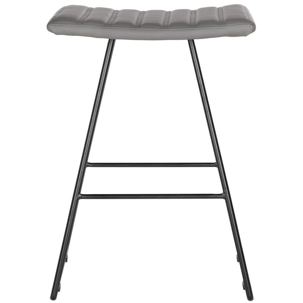 Gray PU Leather and Iron Backless Counter Stools, Set of 2
