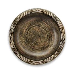 18 in. Beaded Copper Birdbath Basin in Aged Brass Finish