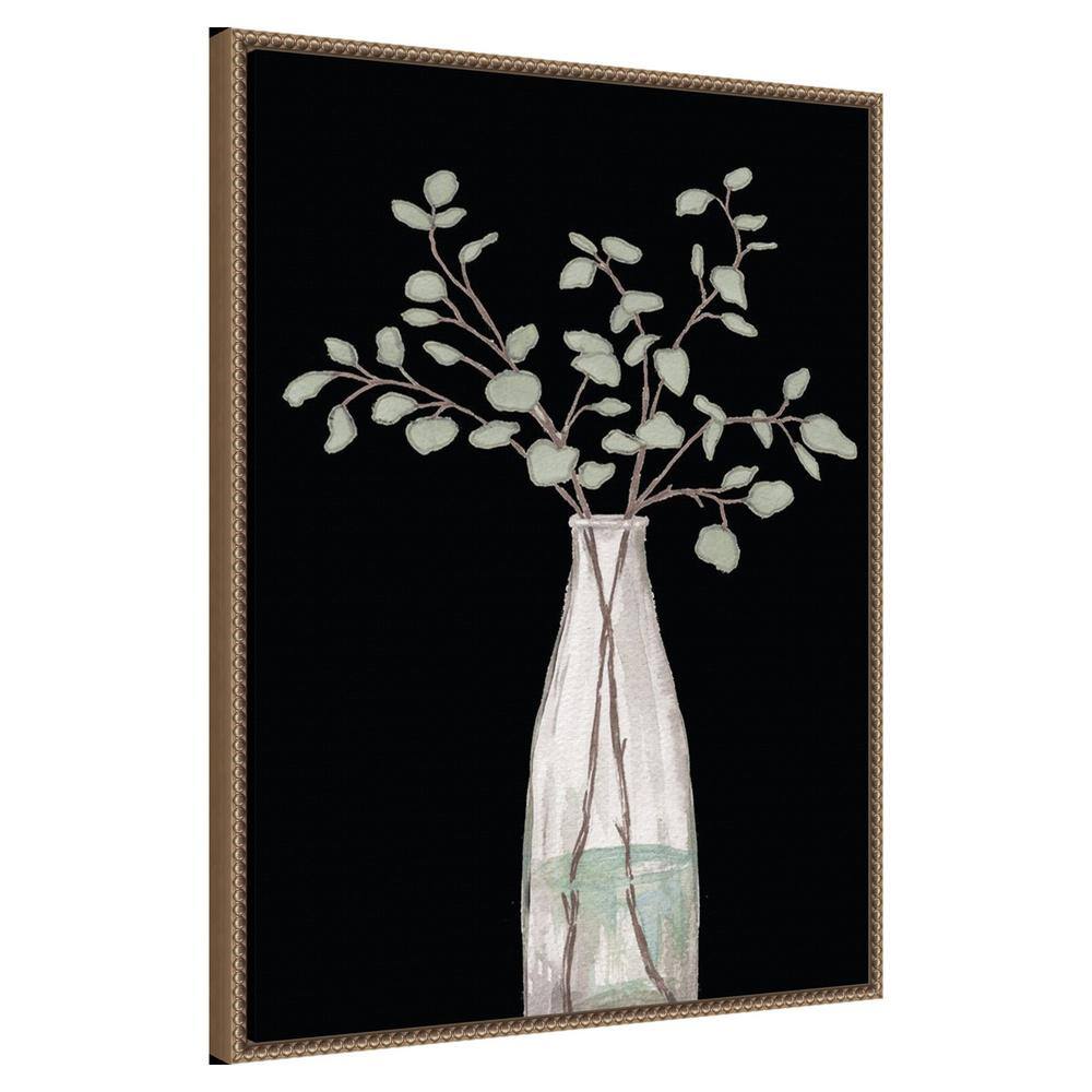 Botanic-Inspired Beaded Bronze Framed Canvas Wall Art