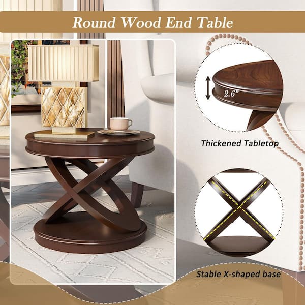 1-Piece 22 in. W x 22 in. D x 20 in. H Walnut Solid Wood and MDF