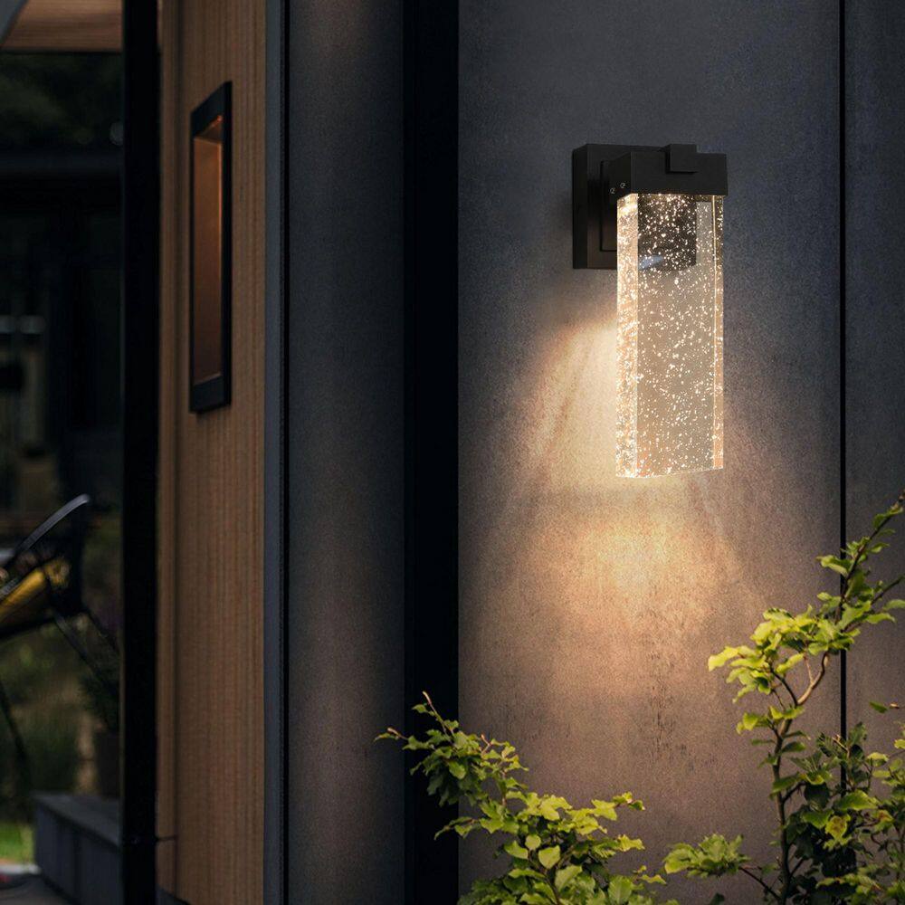 Crystal Series Modern 2-Pack Black Weatherproof Wall Sconce with Bubble Crystal Shade and Light Sensor price history on PriceWatchPro