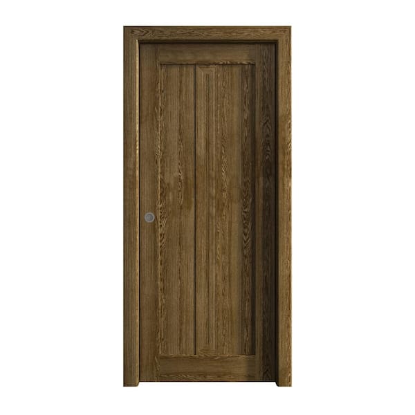 Sartodoors 42 in. x 96 in. Marble Oak Solid Wood Pocket Door with Hardware